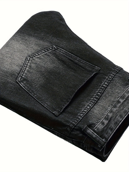 Casual Trend Jeans for Men in Black with a Slim Fit And Ripped Design