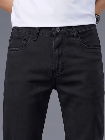 Men'S Regular Cut, Comfortable Stretch Waist Jeans, Classic All-Season Style, Comfortable Stretch Straight Leg Design. Suitable for Casual, Business, And Work Wear, Everyday Casual Attire, And a Must-Have Gift
