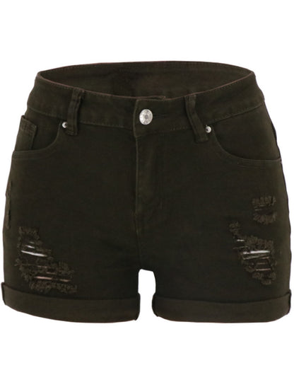 2025 Distressed Low Rise Denim Shorts: European Style Turn-Up Hem, Y2K Trendy, Spring Break Ready!