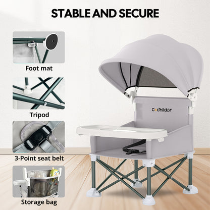 Cochildor Portable Booster Seat & High Chair with Detachable Feeding Tray - Lightweight Sturdy Frame, Ergonomic Kids Chair Suitable for Indoor/Outdoor, Travel, Camping,, Dining Chair, Assembly (Assembly Required)