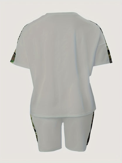 2026 Loose And Versatile Plus Size Clothing Two-piece Set, Soft And Comfortable, Women's Plus Letter Printing, Natural Modeling, Can Be Matched with A Variety Of Sets, Show Your Unique Casual Fashion, Game Day Outfit, Football Fan Gear for All Fans