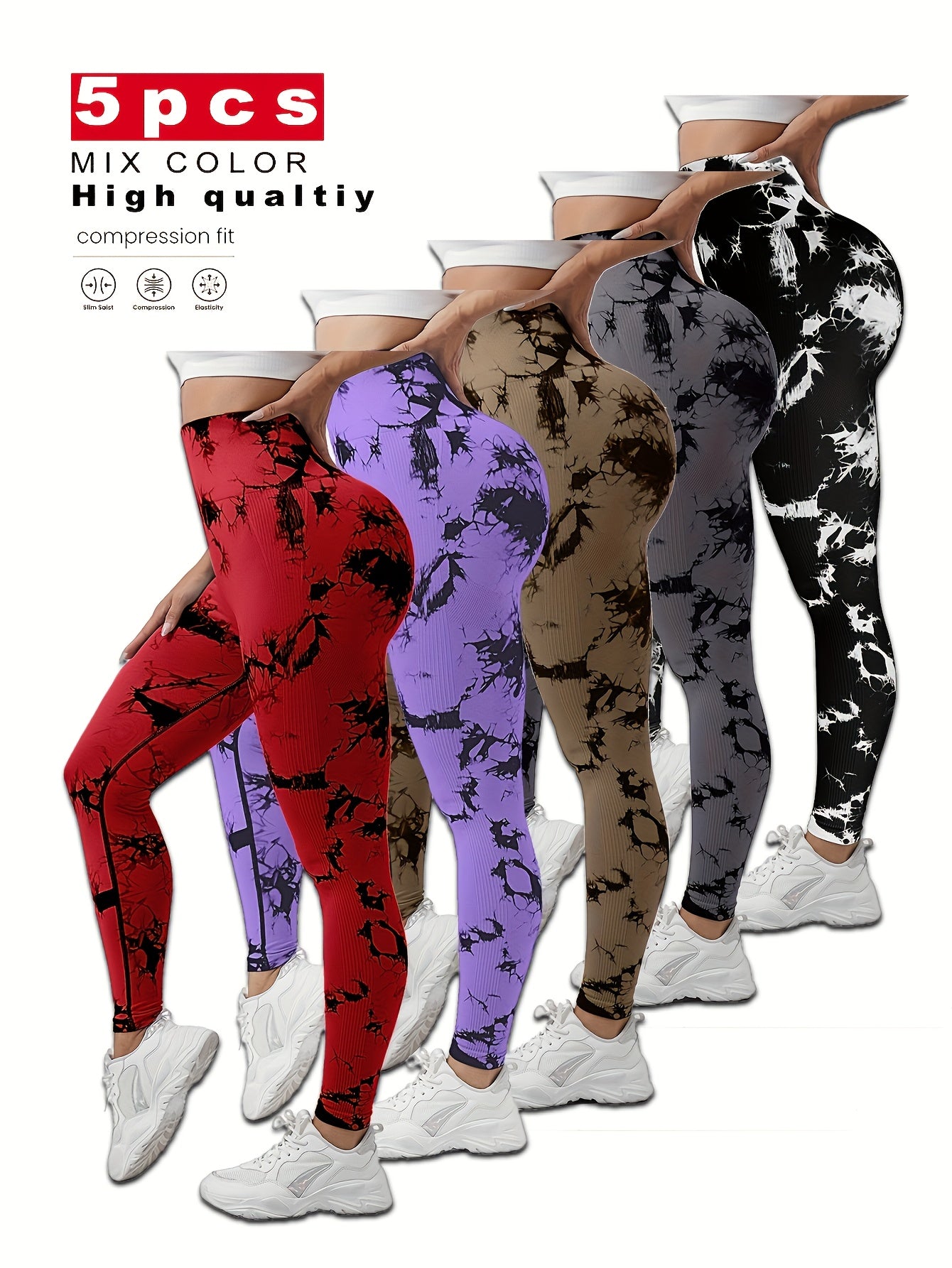 Women'S Tie Dye Yoga Pants High Waisted Scrunch Butt Workout Leggings Soft Stretchy Butt Lifting Tummy Control Yoga Leggings For Gym Running Fitness