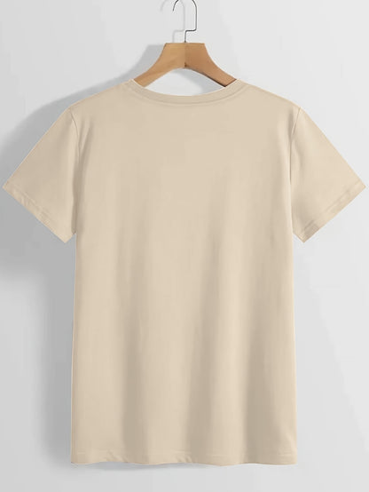Round Neck T-Shirt - Stylish Women'S Graphic Tee - Comfortable Material with Circular Neckline - Light And Airy for Spring And Summer Outfits