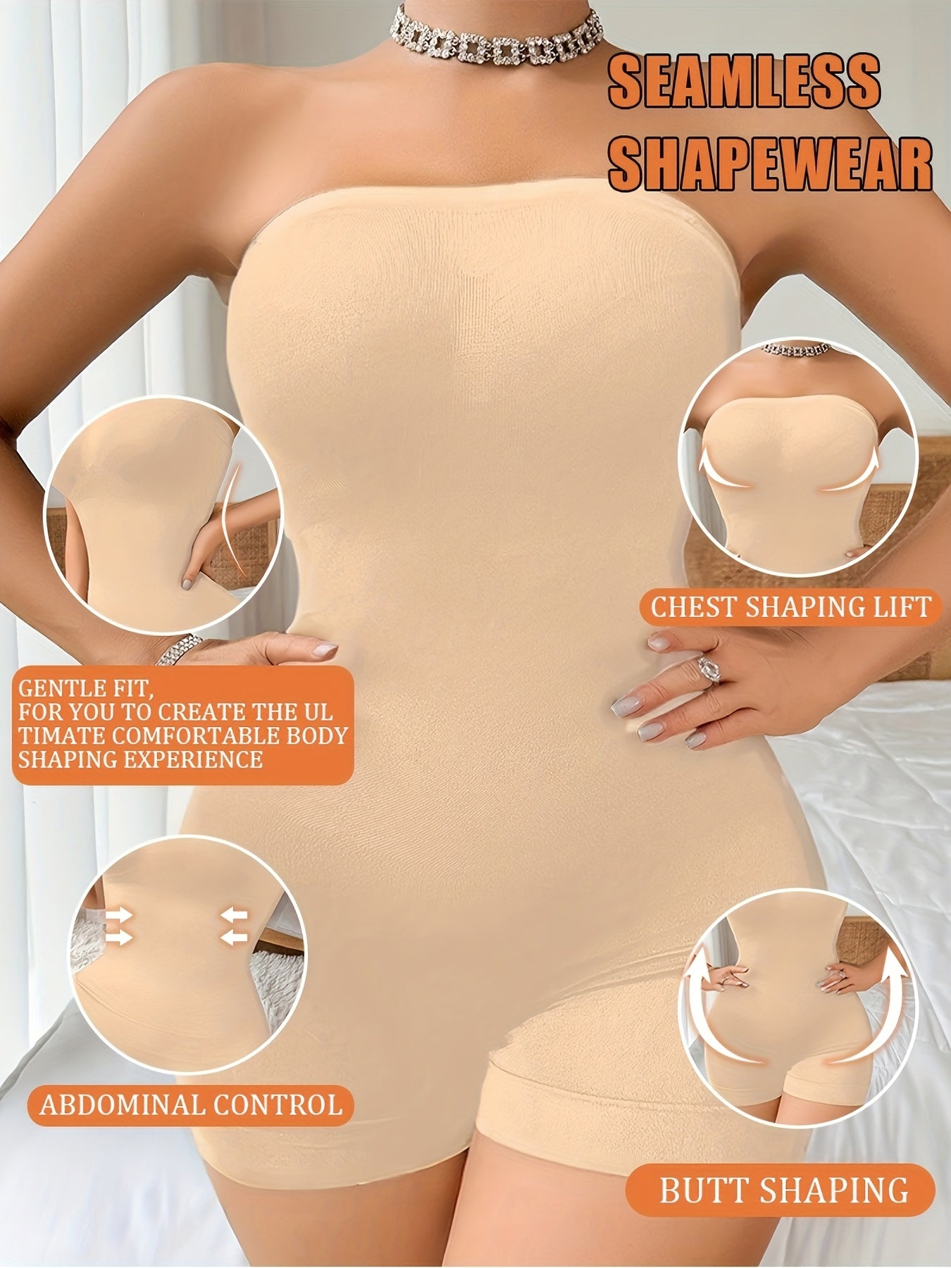 Plus Size Women's Seamless Shapewear - Full Body Shaping, Belly Control & Hip Lift, High Elasticity No Padding Design, Elegant Solid Color, Machine Washable, All-Season Wear, Tummy Control Shapewear