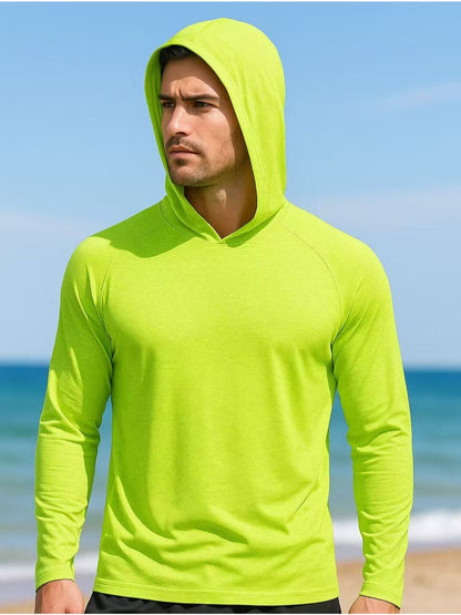 2 pc High Visibility Sun Protection Lightweight Long Sleeve Hoodie, UPF 50+ Quick-Dry, SPF UV Shirt, Active Wear