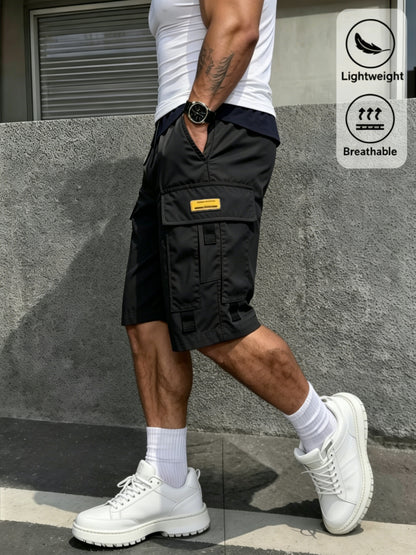 3pcs Men's Cargo Shorts with Multi-Pocket & Drawstring Waist - Lightweight Loose-Fit Shorts Suitable for Outdoor,, Streetwear, Casual Wear - Summer Shorts with Utility Belt for Daily Use and Gift Choice