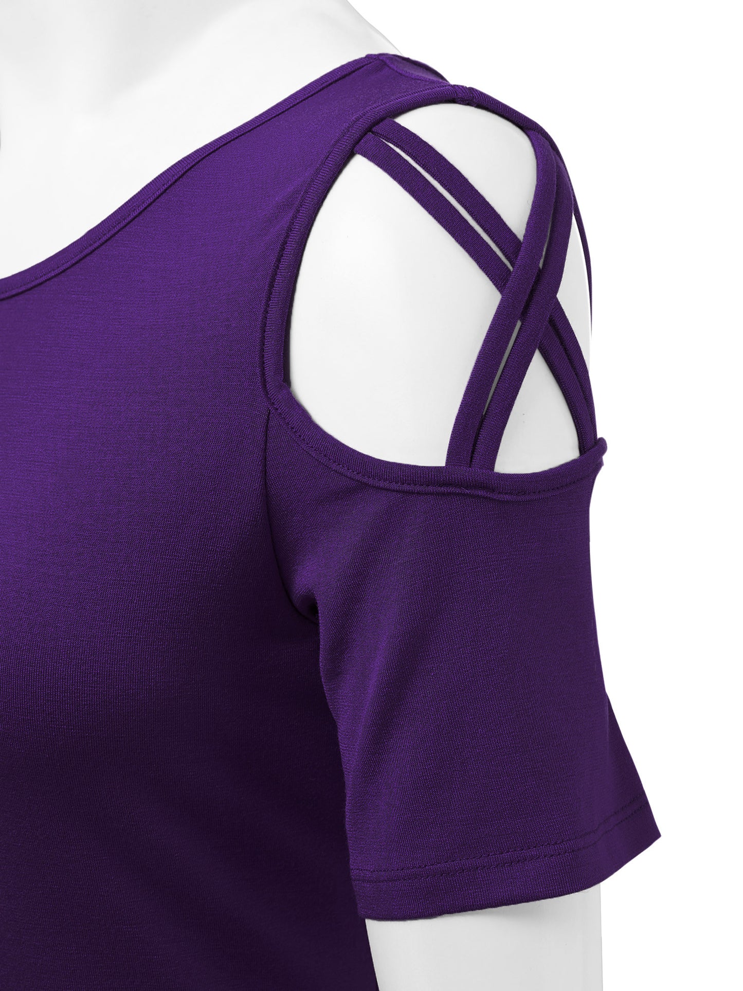 Women's Casual Open Strap Shoulder Short Sleeve Top