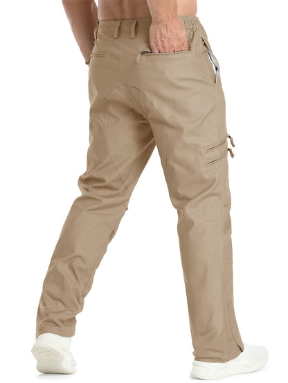 Men'S Cargo Pants /Spandex Scratch-Resistant Outdoor Training Trousers Lightweight with 9 Utility Pockets, Work Pants for Men Zippered Hem Design, Elastic Waistband for Daily Commuting, Office, And Outdoor Activities (Belt Not Included)