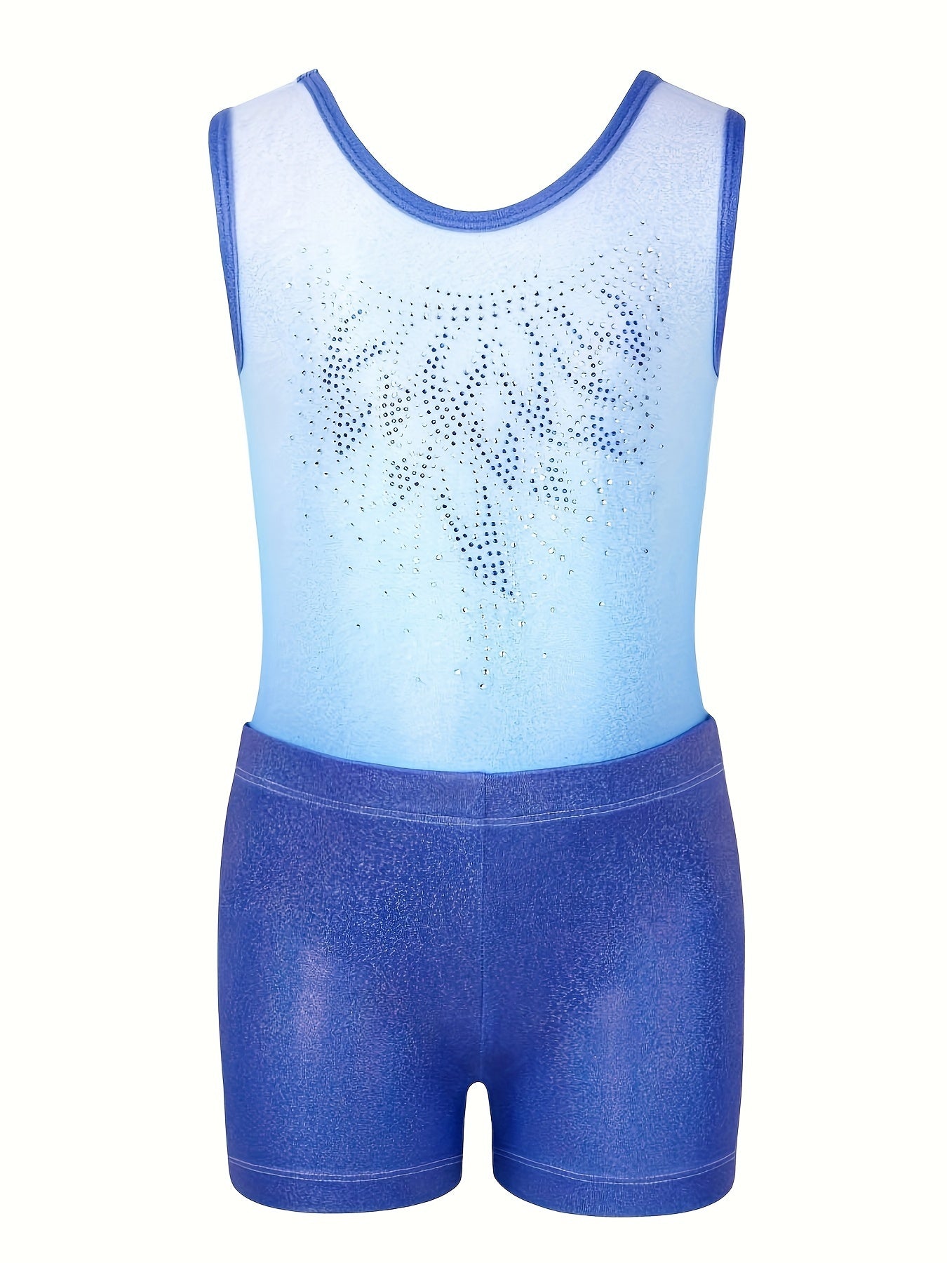 Set of 3 Girls' Leotards Featuring Shorts And a Hairband, Designed with a Gradient Contrast, Diamond Decorations, And Sleeveless Style, Perfect for Ballet Dance Performances