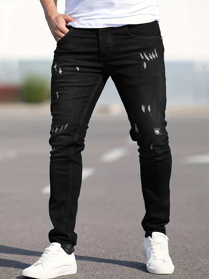 2 pcs - Trendy Ripped Jeans for Men - Fashionable Street Style Stretch Jeans for Men - Suitable for All Seasons