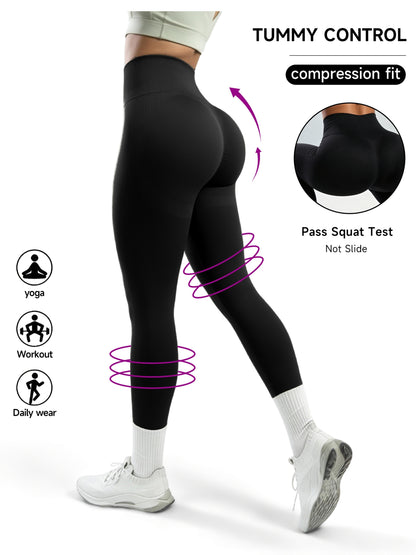 Women's High Waist Peach Lift Yoga Pants- Tummy Control, Breathable, Four-Way Stretch, All-Season Fitness Leggings, Brown, Fitness Clothing| Solid Color Design| High Elastic Fabric