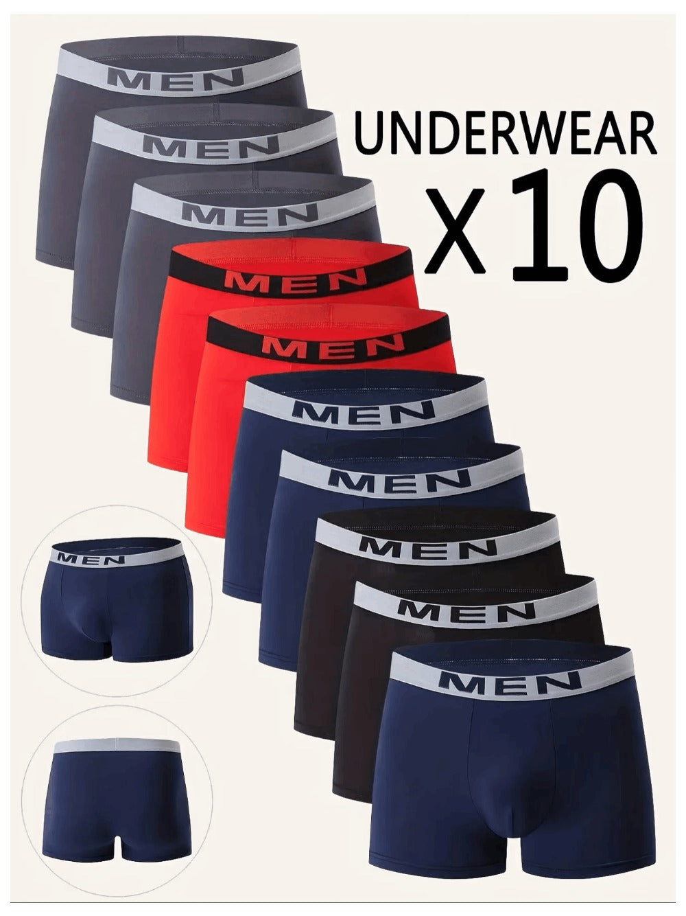 Men's Boxer Shorts - Breathable 10 Pack Classic