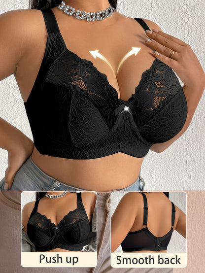 [Plus-Size Comfortable Bra] Lace-Spliced Plus-Size Women's Bra, No Underwire, Casual And Comfortable, with a Beautiful Back Design, Thin And Suitable for