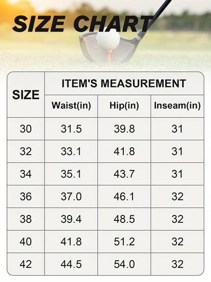 Men's Golf Pants - Lightweight Quick-Dry Stretch Formal & Casual Trousers, Straight Fit with Belt Loop, High Quality Breathable Fabric for Golf, Office, Evening Events - All-Season Mens Athletic Pants, Sports Leisurewear, Metallic Button Details, Work Tro