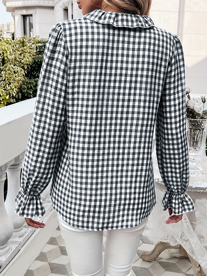 Women's Fall-Winter 2024 Professional Business Temperament Top French Contrast Button- Shirt