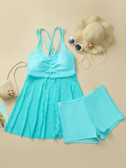 New Women'S 2pcs Split Swimsuit, High Waist Tummy Control High Stretch Beach Vacation Swimwear