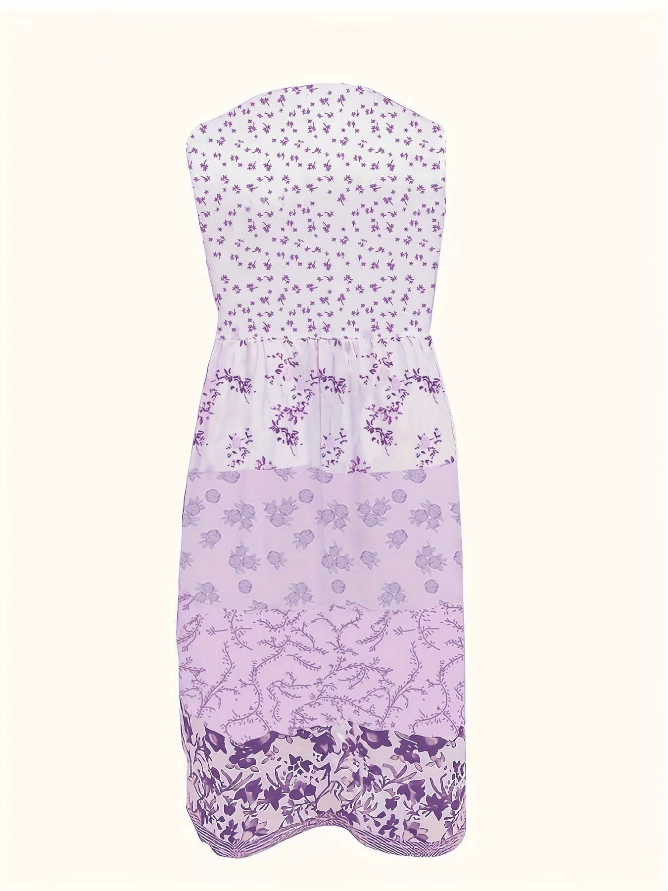 [Floral Print Vest Dress] Plus Size - Plus Size - Plus Size Floral Print Elegant Vest Dress - Sleeveless Round Neck Midi Dress in Vacation Style, Perfect for Women's Casual Outings