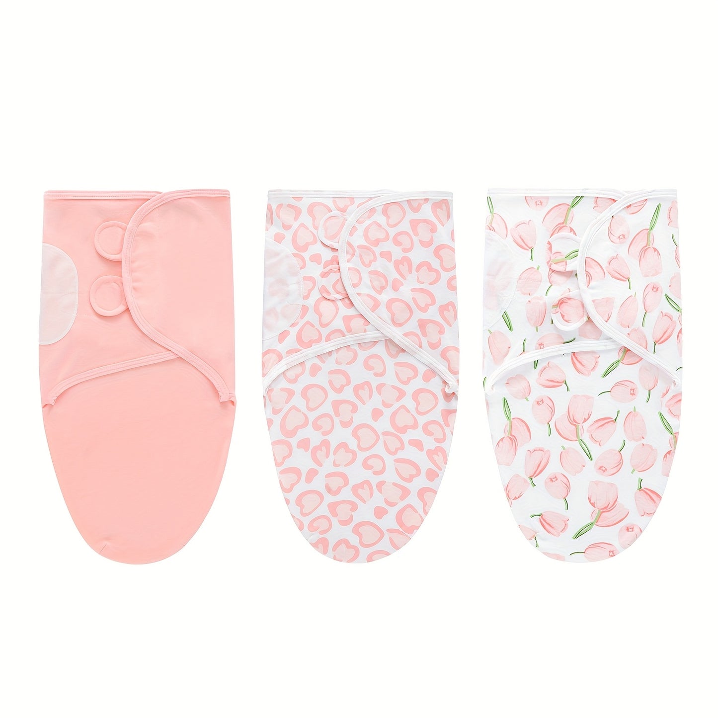 3-Pack Newborn Swaddling Blankets - Womb-Like Wrap Design