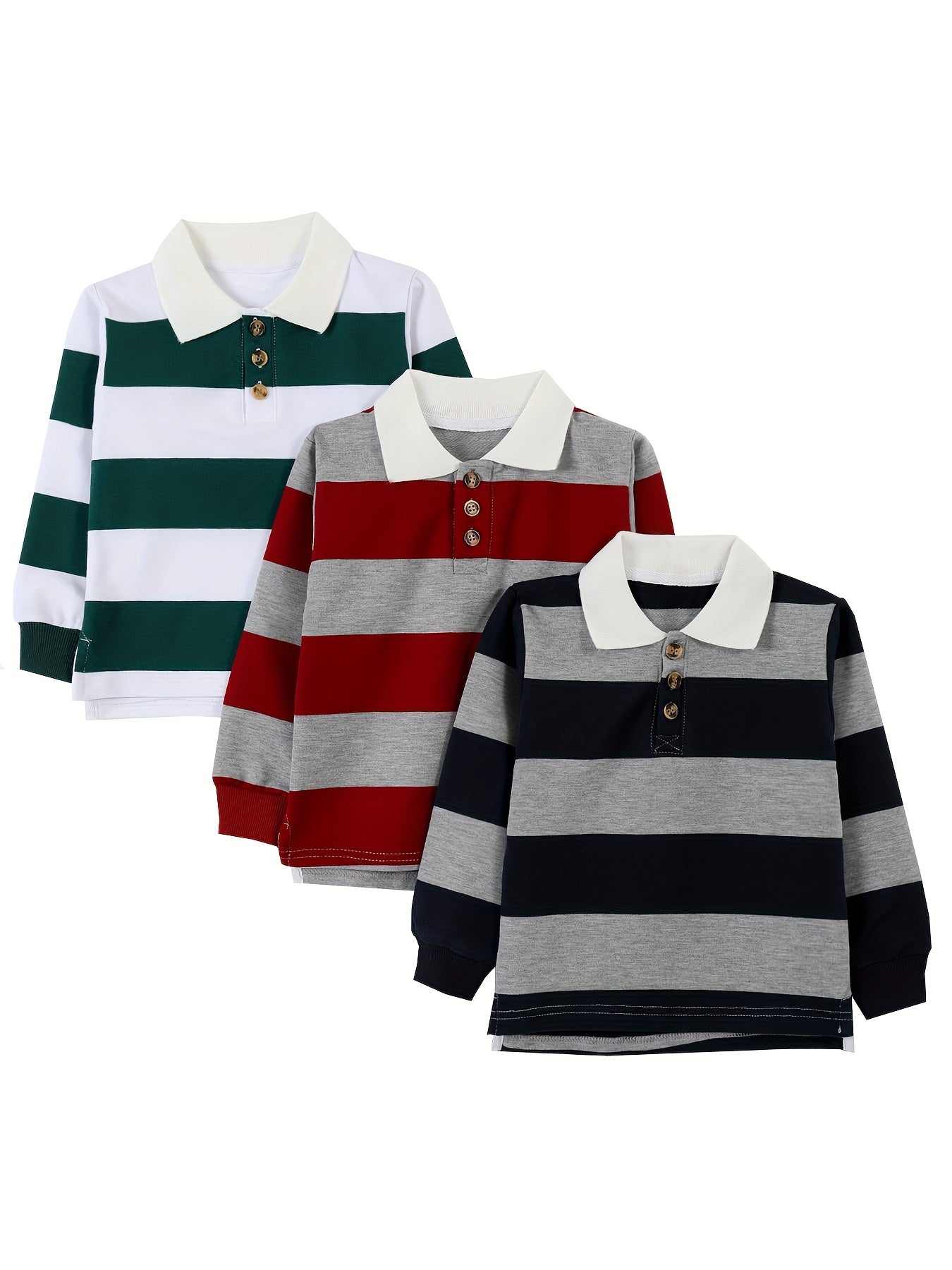 3pcs Boys' Long-Sleeve Pique Shirt Soft Casual Shirt School UniformFor Kids Boys' Clothes, Children's Clothes, 2-9 Years Old, Spring Clothes, Summer Clothes, Valentine's Day Gifts, Easter Gifts, Discounted