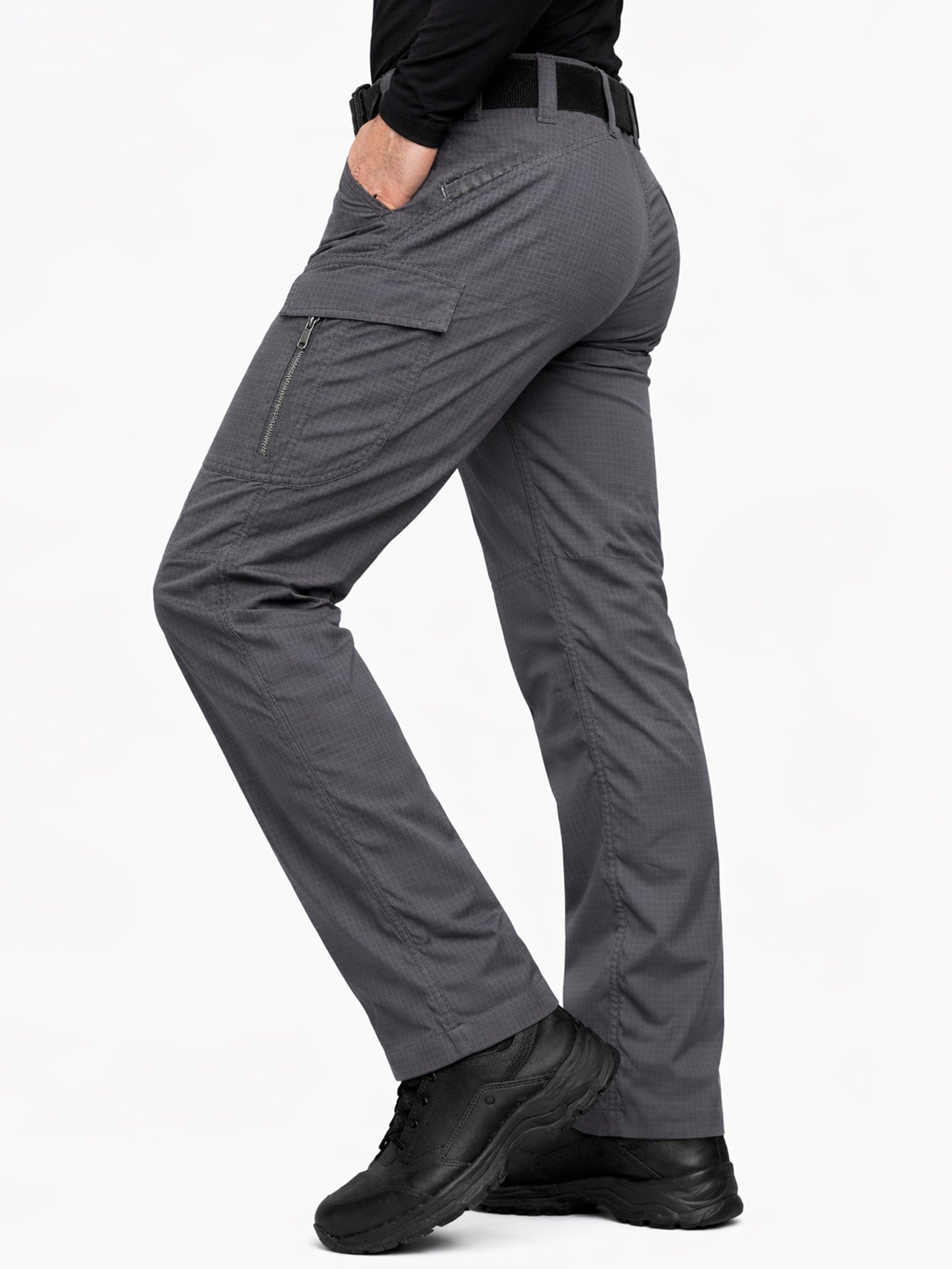 Men's Ripstop Work Pants, Durable Stretch Trail Trousers with Lightweight Breathable Comfort, Quick Dry Training Cargo Pants, Wear-Resistant Construction and Functional Multi-Pocket Design for Outdoor Travel, Camping and Trekking, Grey