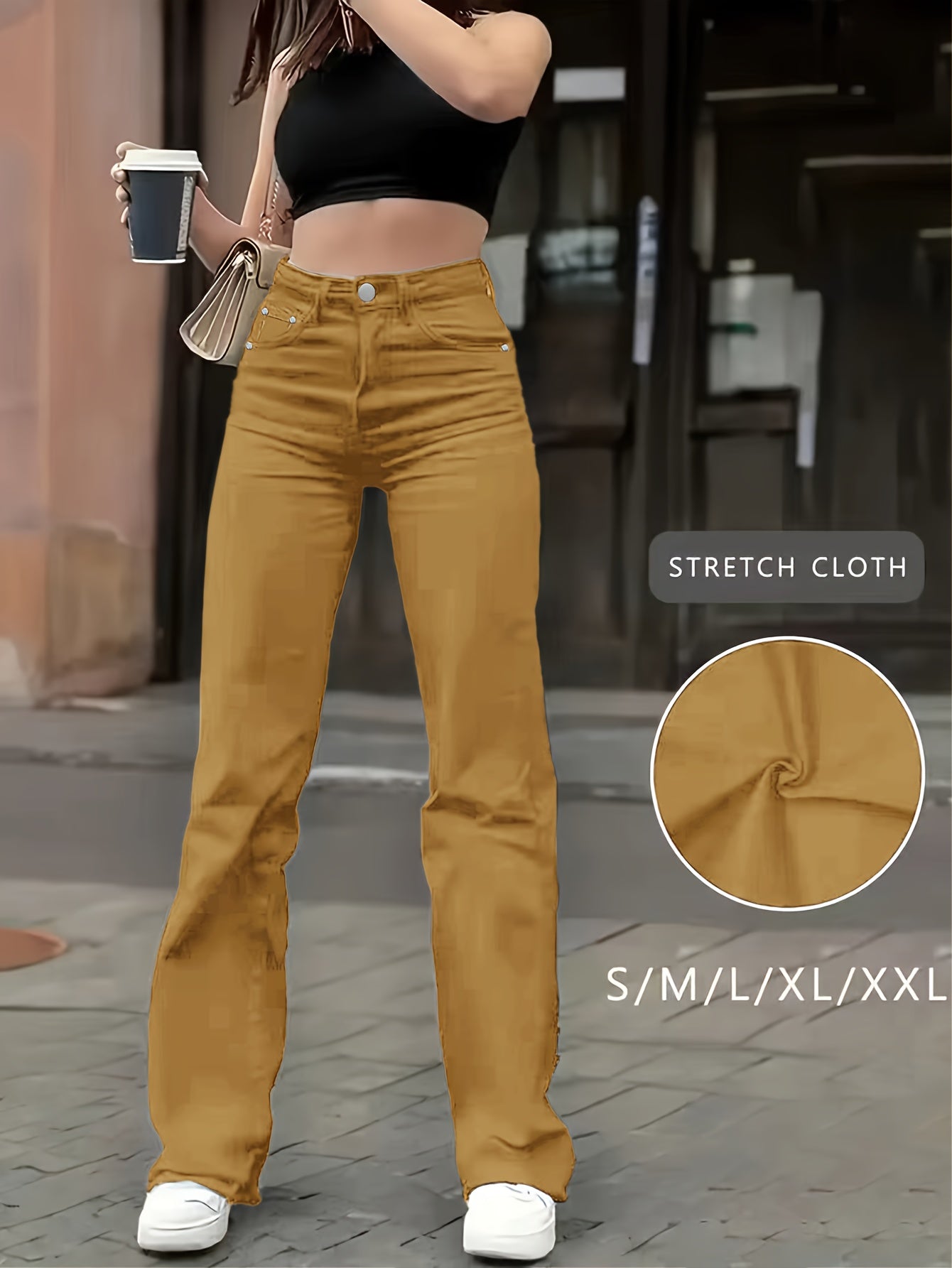 Women's 2026 New Military Green Straight-Leg Jeans - Stretch Denim Pants with Super Soft Breathable Fabric, Straight-Cut Leg for - Daily Wear, Casual & -Casual Outfits (Machine Washable) - Non- Solid Color