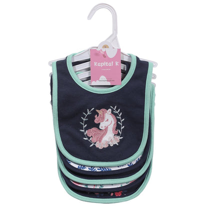 Cotton Baby Bibs 5-Pack - Cartoon Embroidered