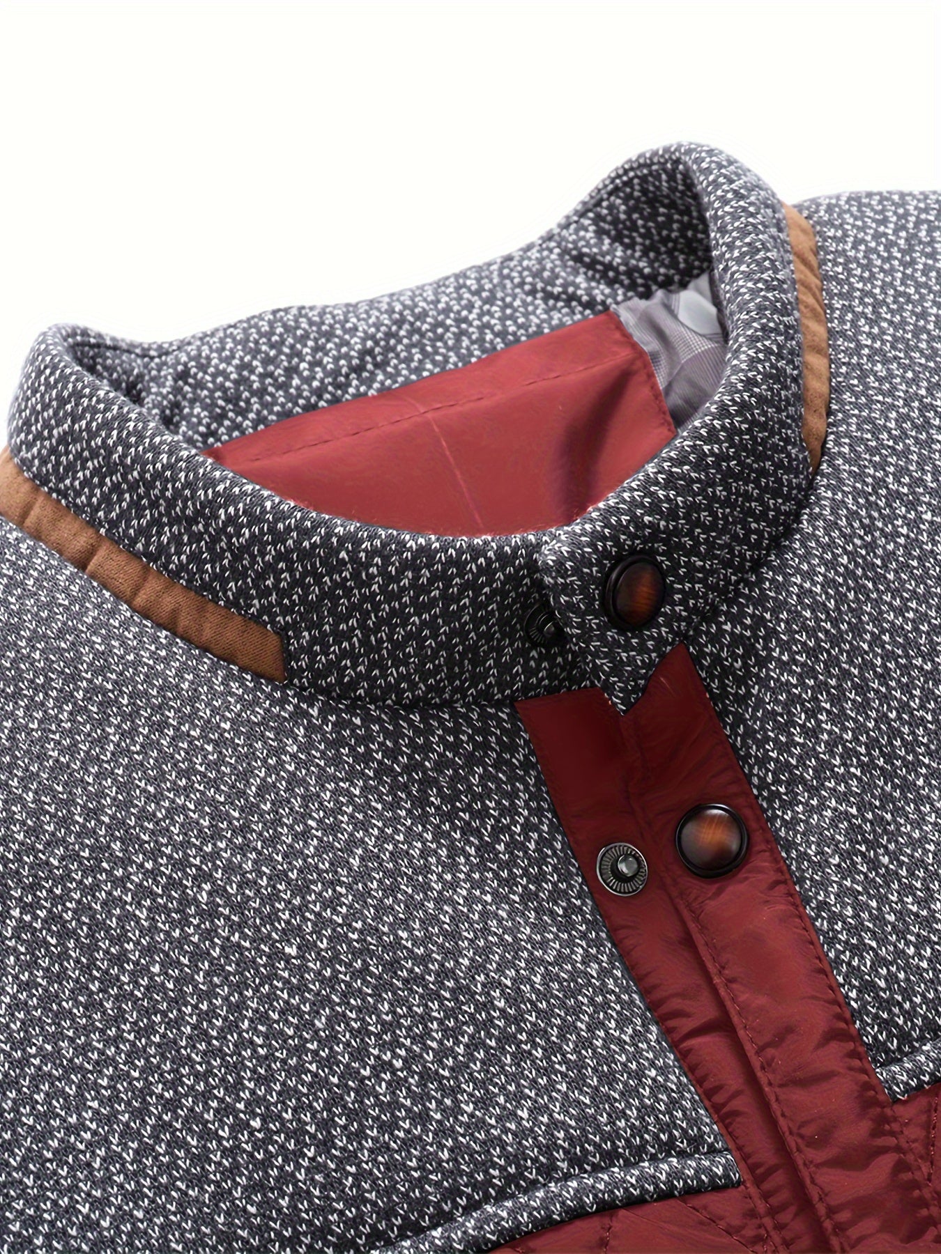 Men's Casual Stand Collar Plaid Side Seam Pocket Patchwork Jacket