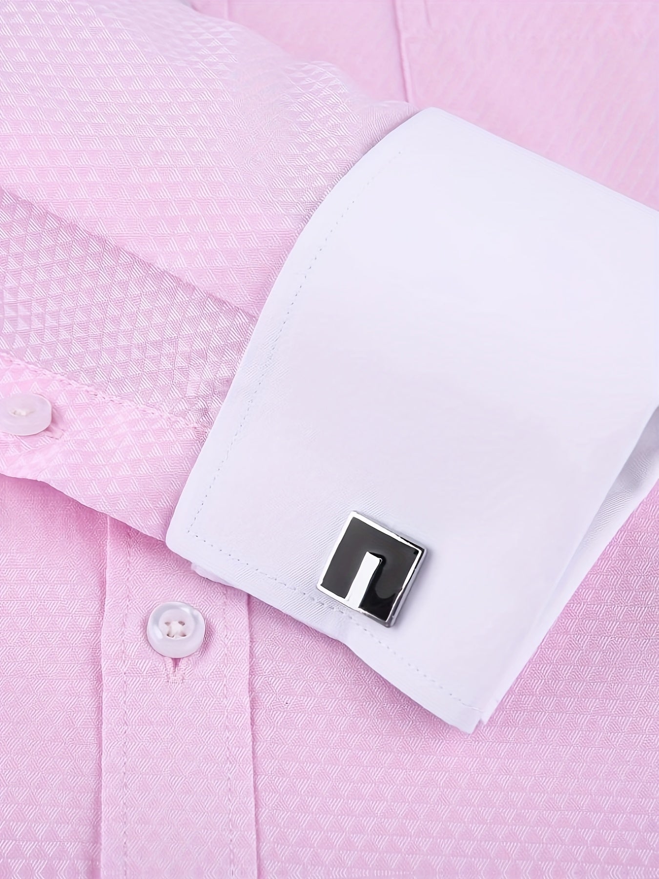 2026 French Cuff Dress Shirt 1pc For Men With FREE Random Cufflinks Set - Luxury Formal Wedding Shirt, Business Office Elegant Attire