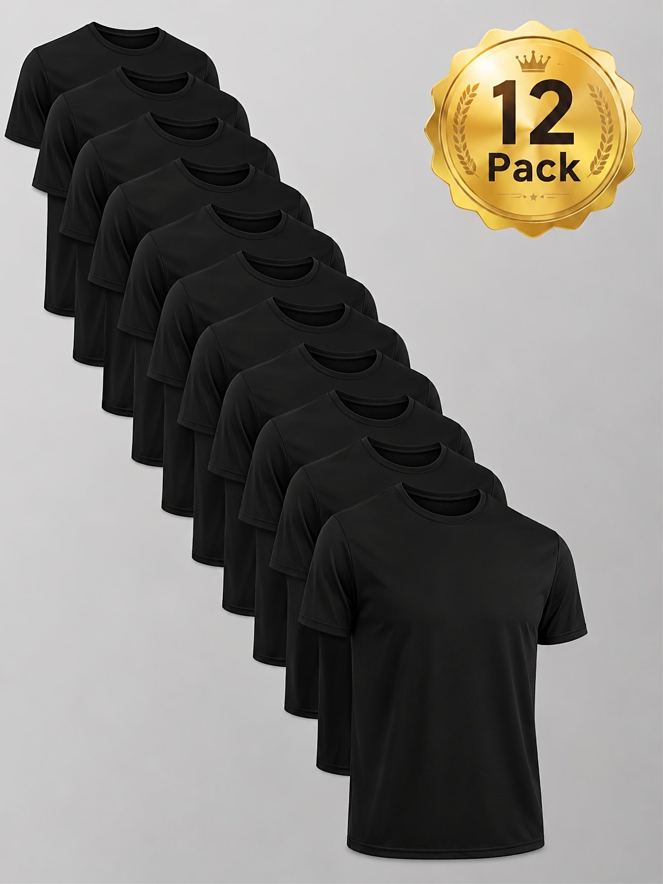 12pcs Unisex Men's And Women's Gym T Shirts, Moisture Wicking Quick Dry Short Sleeve Crew Neck Tees, Loose Fit Breathable Athletic Shirts for Workout, Training And Daily Rotation, Multi Pc Value Set, Camisetas Para Hombre