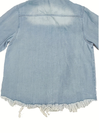 Women's Relaxed Denim Pullover Jacket Everyday 645