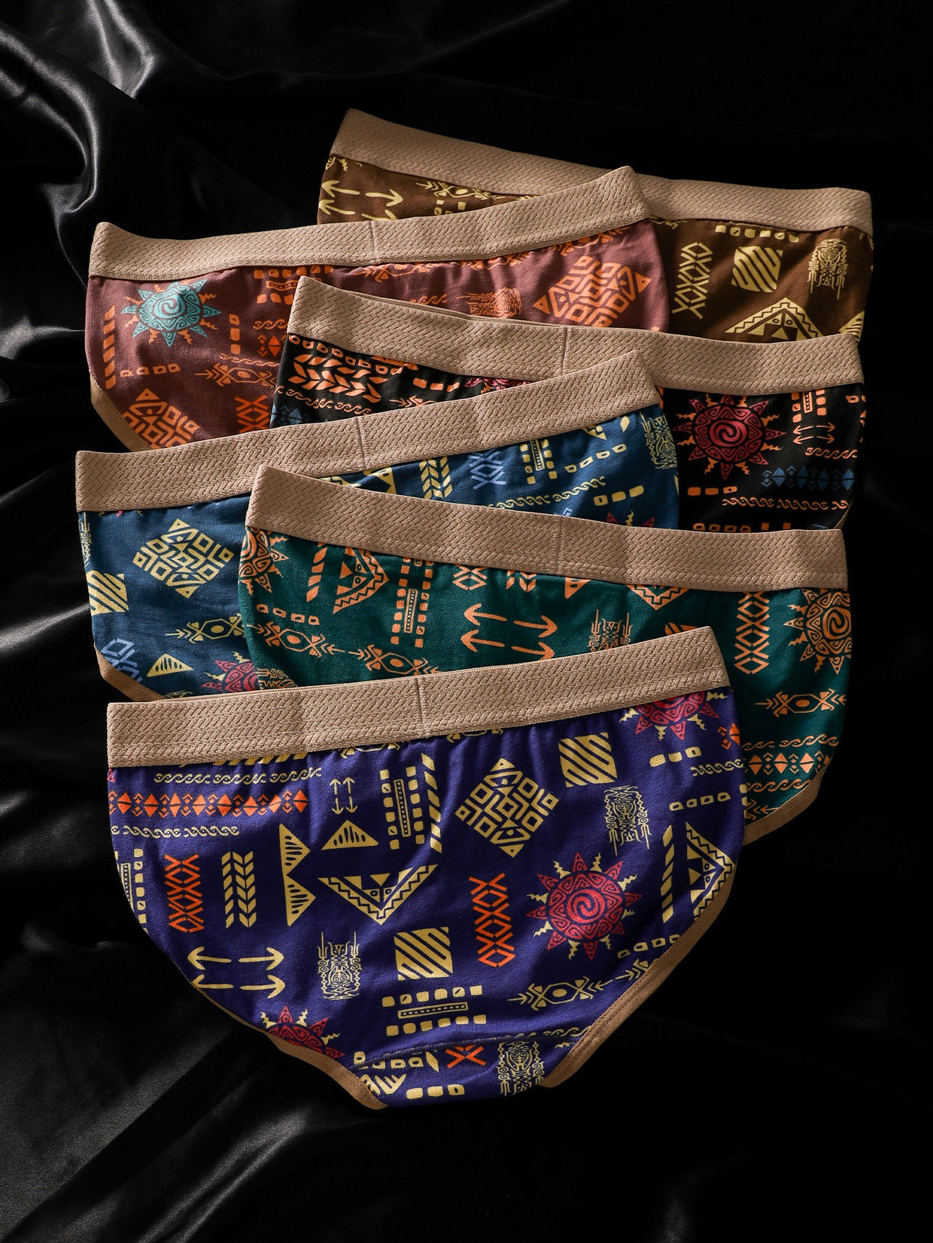 Set of 6 BIWEIER Women'S Stylish Printed Panties, Featuring a High-End And Lightweight Luxury Design, Offering Softness And Comfort, with a Fashionable Retro Style, Ideal for Casual Sports And Home Wear for Women, Perfect As a Valentine'S Day Presen