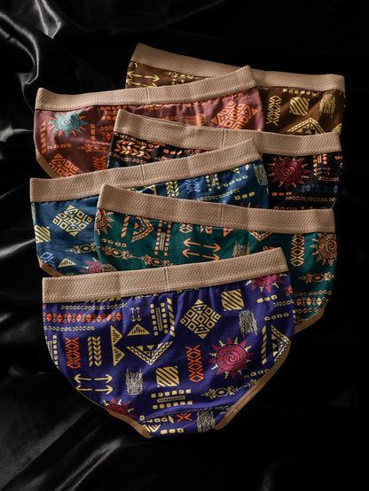 Set of 6 BIWEIER Women'S Stylish Printed Panties, Featuring a High-End And Lightweight Luxury Design, Offering Softness And Comfort, with a Fashionable Retro Style, Ideal for Casual Sports And Home Wear for Women, Perfect As a Valentine'S Day Presen