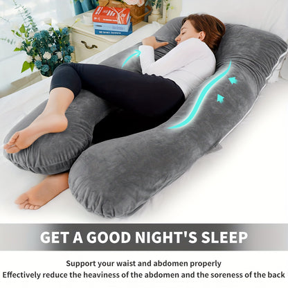 Chilling Home Pregnancy Pillows - U Shaped Maternity Pillow For Pregnant Women With Velvet Removable Cover, Easy To Clean - 47 Inch Pregnancy Pillows For Sleeping - Body Pillows For Adults Full Support, Fully Enclosed, Multiple Usage Methods