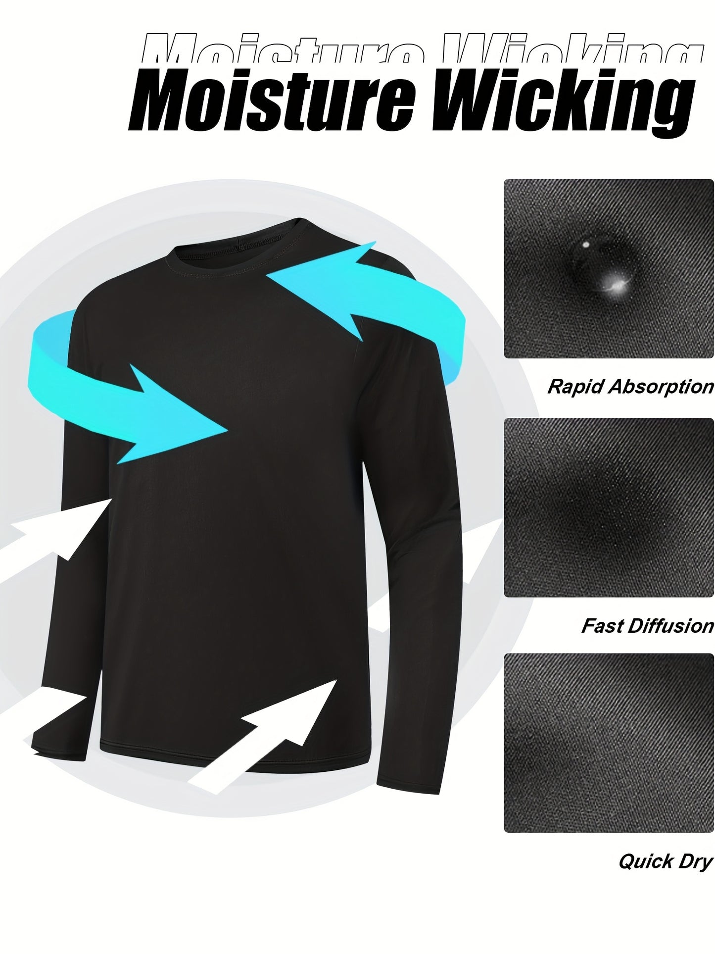 Kinglaman 5pcs Men'S Quick Dry Long Sleeve T-Shirts for Casual Workouts with Moisture-Wicking Performance