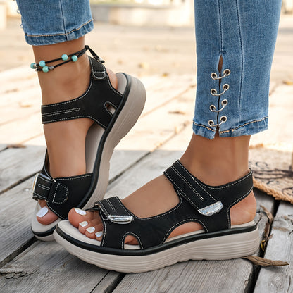 Women'S Premium Adjustable Strap Platform Sandals | Elegant, Comfortable Orthopedic Summer Casual Open-Toe Walking Shoes, High-Quality Breathable And Non-Slip Fashion Footwear With Microfiber Upper And Sole, Women Shoes