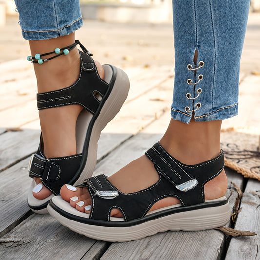 Women'S Premium Adjustable Strap Platform Sandals | Elegant, Comfortable Orthopedic Summer Casual Open-Toe Walking Shoes, High-Quality Breathable And Non-Slip Fashion Footwear With Microfiber Upper And Sole, Women Shoes