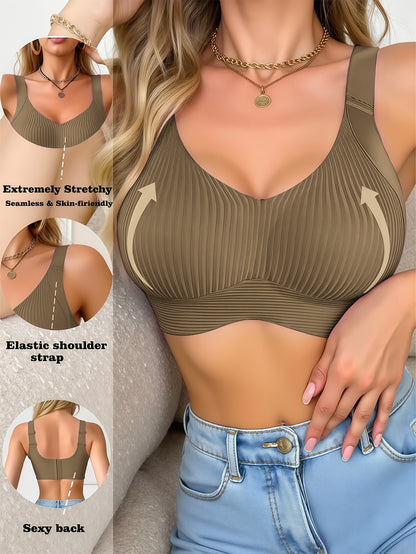 6pcs Seamless Sports Bra for Women, Comfortable, Breathable And Soft, with Detachable Breast Pads, Wide Shoulder Straps, Fully Covered Without Steel Rings. Suitable for Fitness, Running, Yoga Exercise And Daily Casual Underwear.