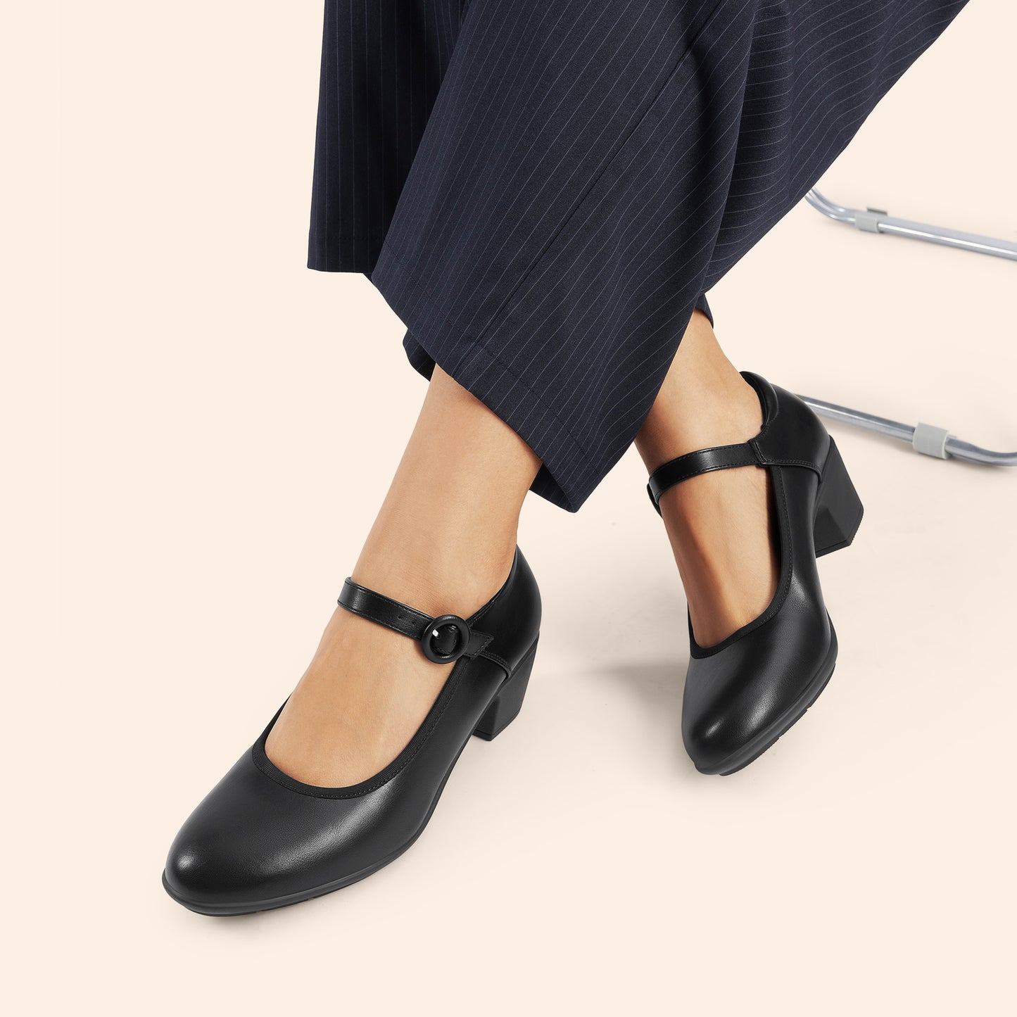 Women's Pumps Low Chunky Mary Jane Heels Closed Toe Comfortable Work Dress Shoes