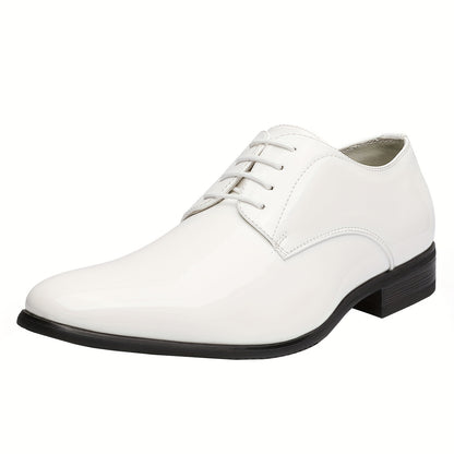 Men's Faux Patent Derby Shoes | Non-Slip Formal Lace-Ups for Wedding & Outdoor Activities