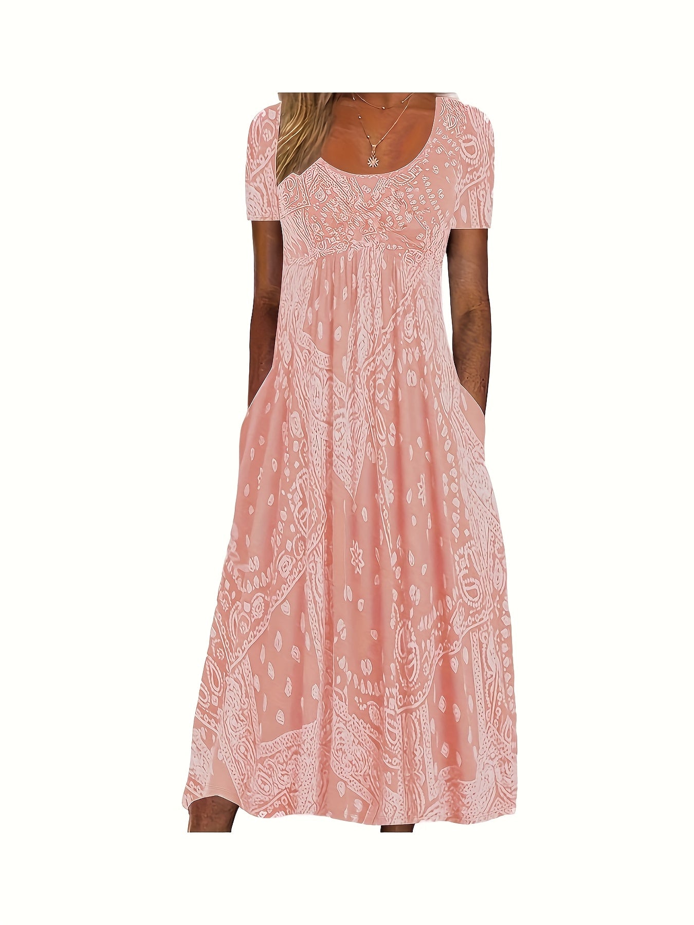 Women's Pale Pinkish Gray Floral Printed Maxi Dress - product view 5