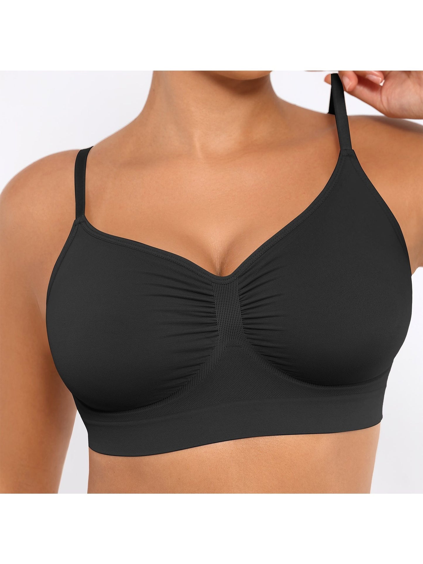 Plus Breathable High-Stretch Sports Bra with Pads - Wireless Mesh Women's Seamless Yoga & Running Top - Solid Color Activewear