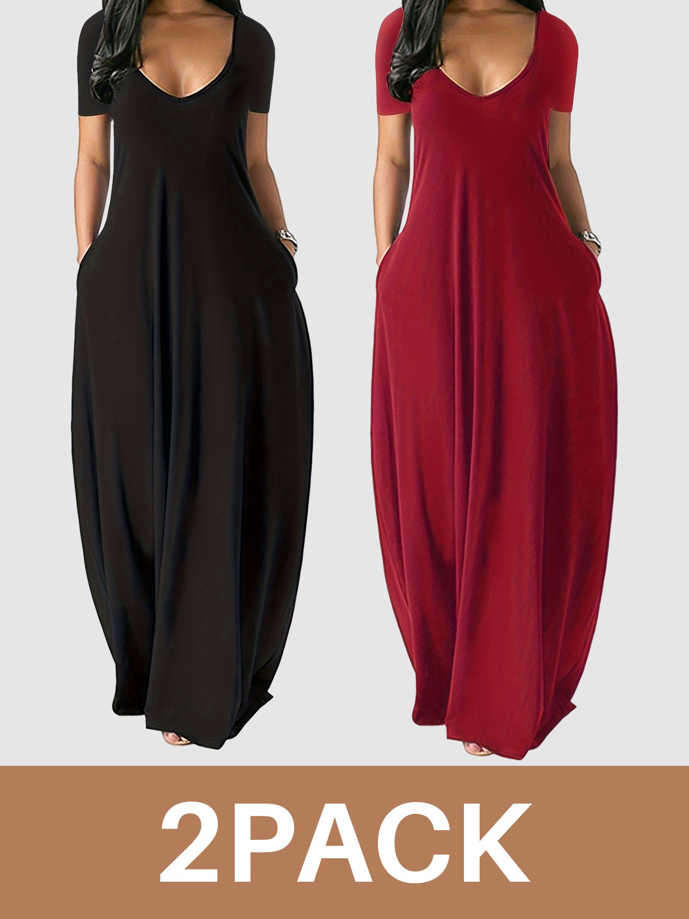 [Elegant Summer Dress] 2 Packs Of Elegant Dress, New Arrival For Summer, Summer Dress, Long Dress, Suitable For Daily Outfits, Dating, Wedding Guest, For Spring And Summer, Elegant Women's Clothing