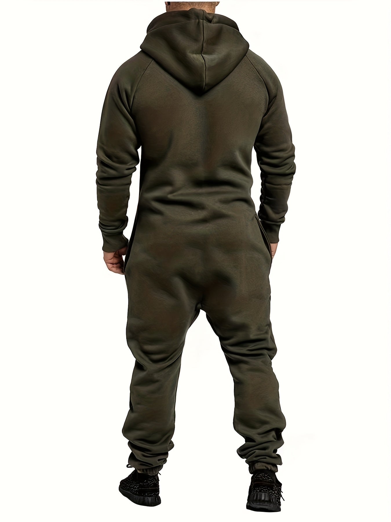 Hooded Fleece Jumpsuit, Kangaroo Pocket, Workwear, Comfortable And Stylish, Winter Clothes for Men, Home Pajamas, Camping Pajamas, Onesie Men, Men'S Clothes, Jumpsuit Men, Men'S Winter Clothes, Christmas, Local Warehouse, And Closeout