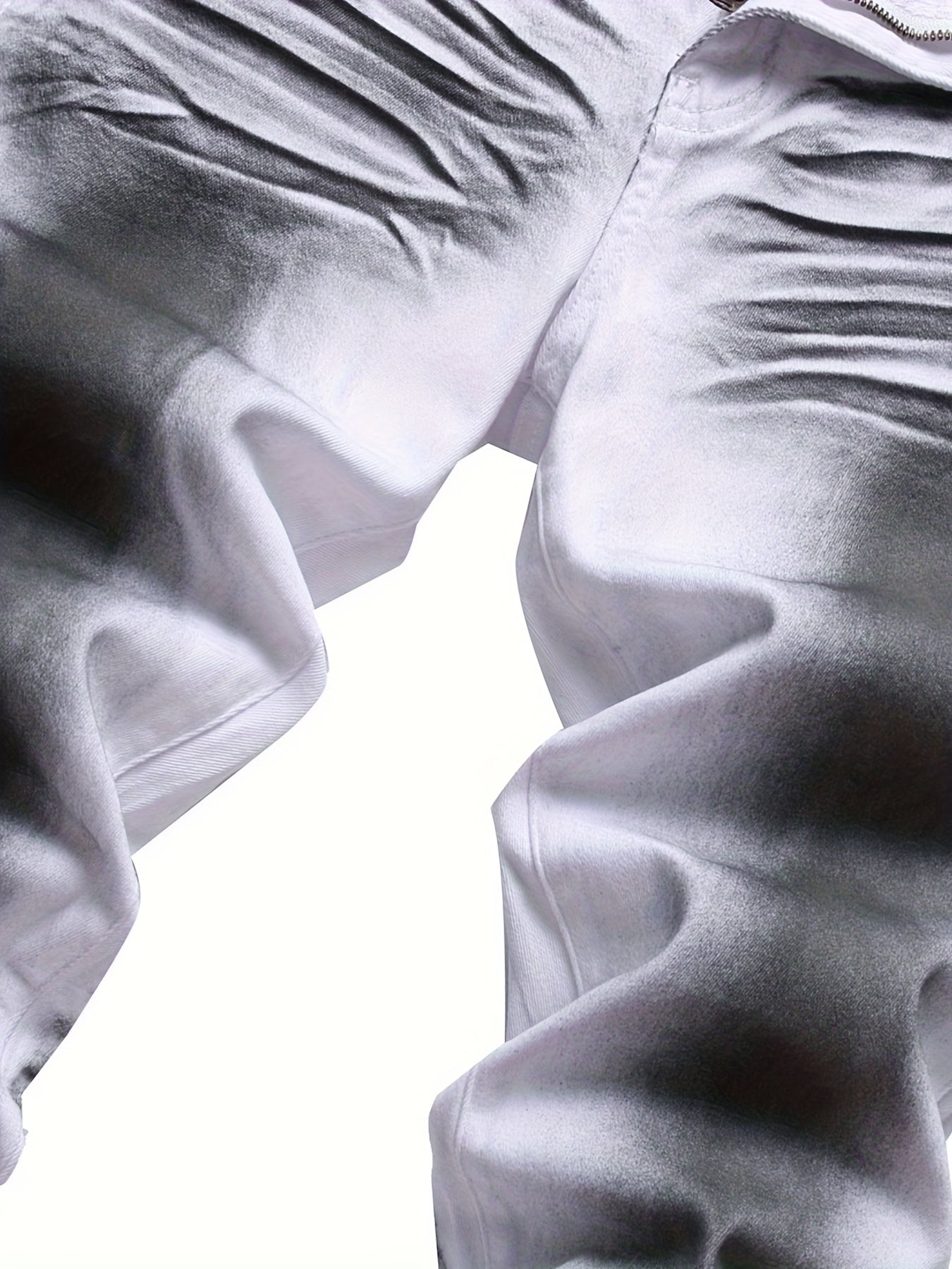 Men'S White And Black Printed Cat Whiskers Stretch Slim Jeans Casual Trousers