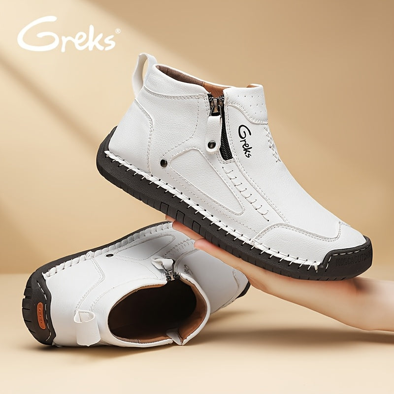 GREKS Men's Chukka Boots Are Handcrafted, Lightweight Ankle Footwear Featuring A Side Zipper for Easy Wear, Ideal for Comfortable Walking, Driving, And Casual Outings