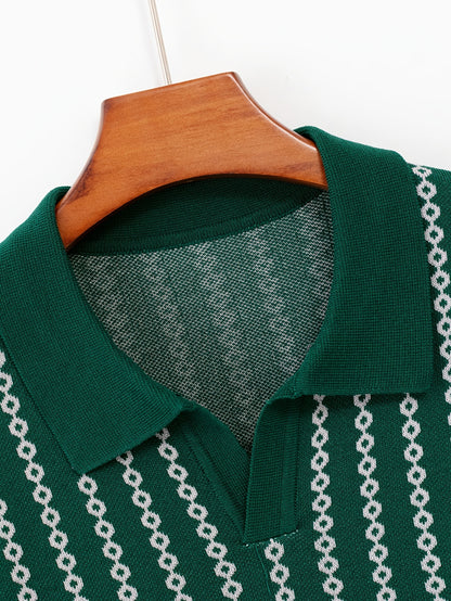 Men's Knitted Polo Top Business Leading Short Sleeve Golf Casual Polo Top