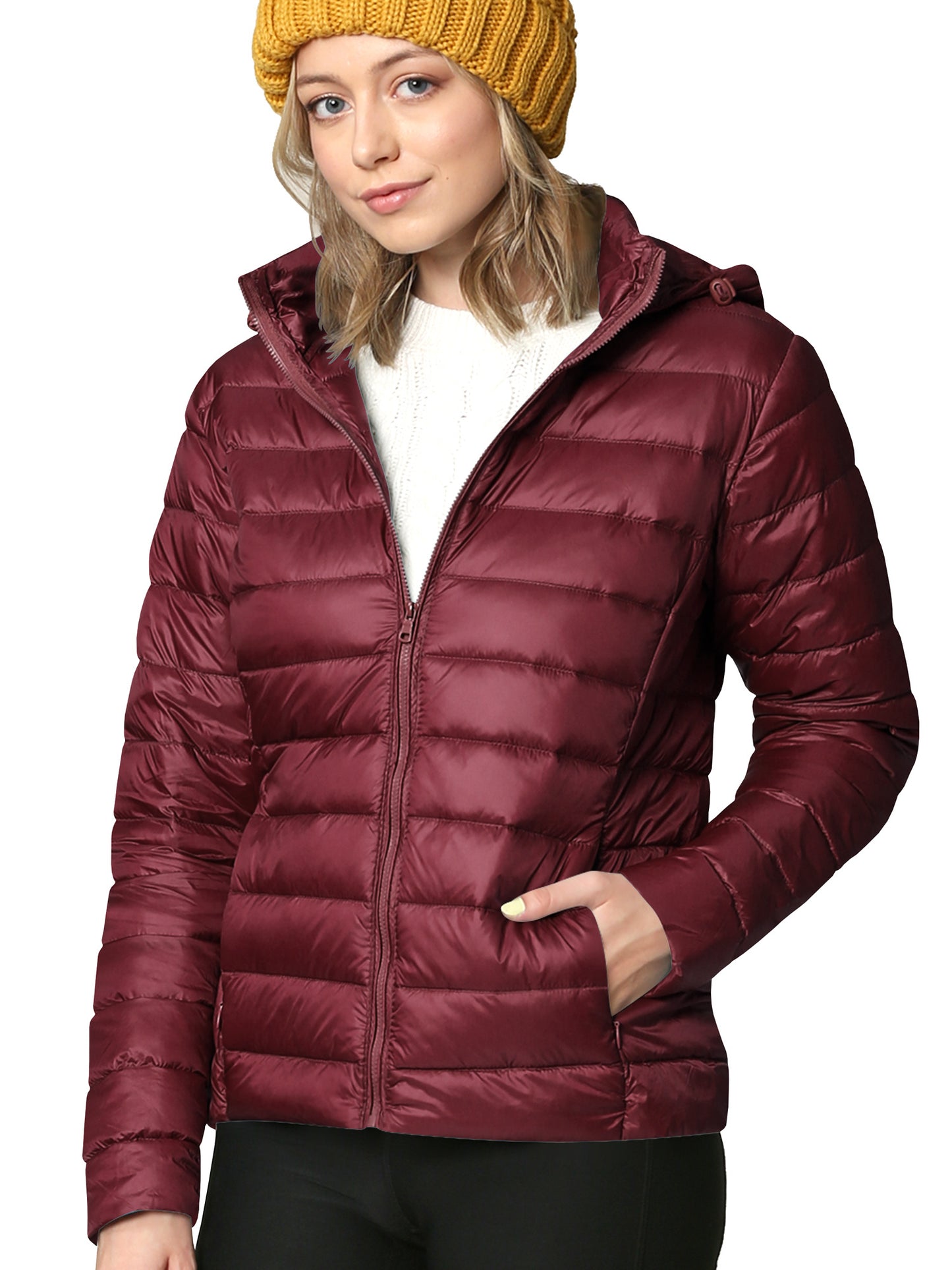 Women's Ultra Light Weight Packable Down Jacket with Removable Hood