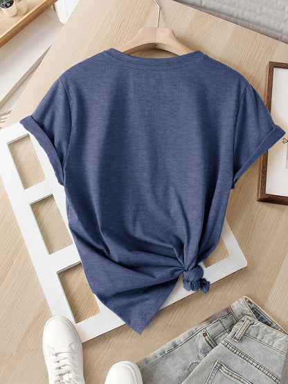 Ladies' Casual Summer T-Shirt - Women'S Knotted Hem Design with Graphic Print 'If I Shenan Once, I'll Shenanigan', Round Neck, Comfortable Fit for Everyday Wear and Sports, Fashion Street Style Tee