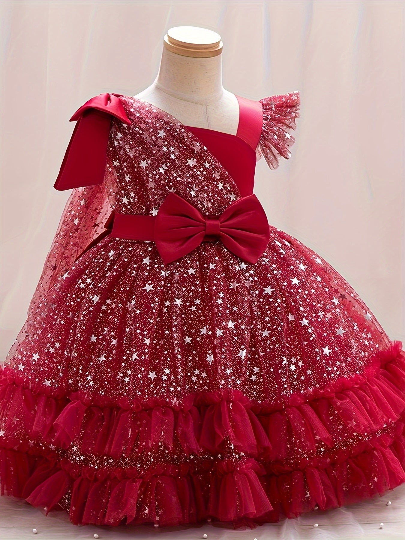 Halloween Dresses for Girls, Kids Halloween Costumes Galaxy Print Tutu Dress Off-Shoulder Flutter Sleeves A-Line Party Princess Gown