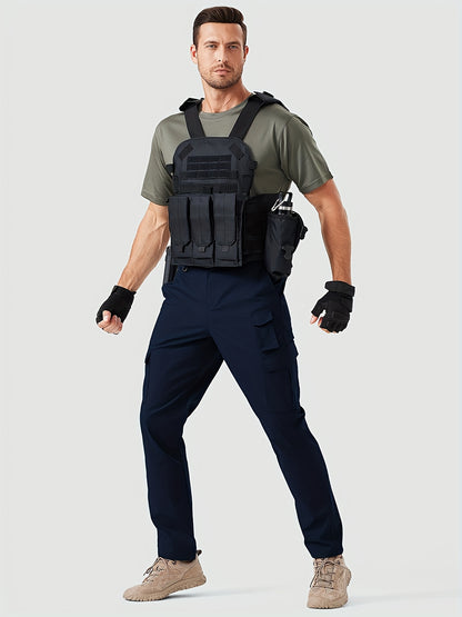 31' Men's Work Pants Cargo Pants Loose Casual Multi Pockets Outdoor Pants Color Block Straight Leg Cargo Pants with 8 Pockets
